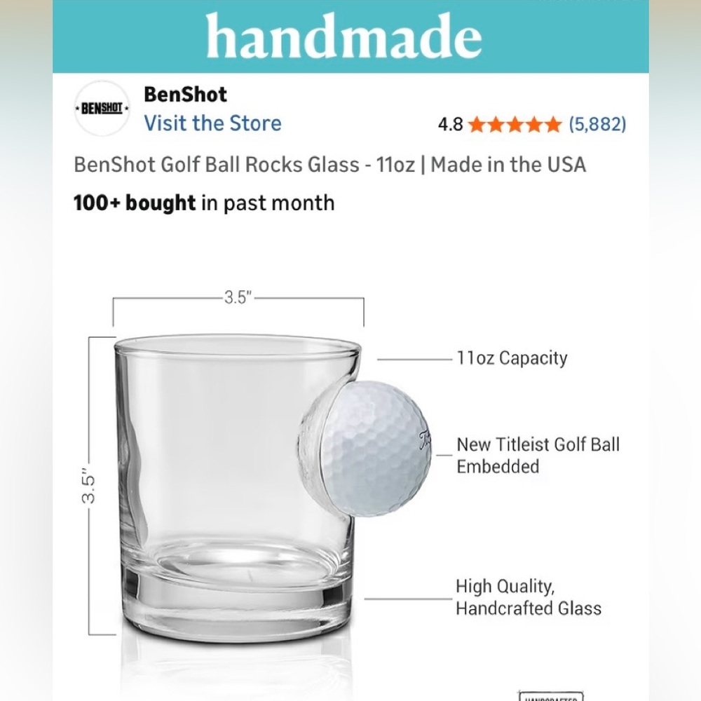 BenShot Golf Ball Rocks Glass - Picture 3 of 5